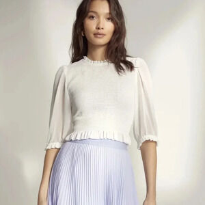 Aritzia White Tempest Blouse Long Sleeves XXS Sheer